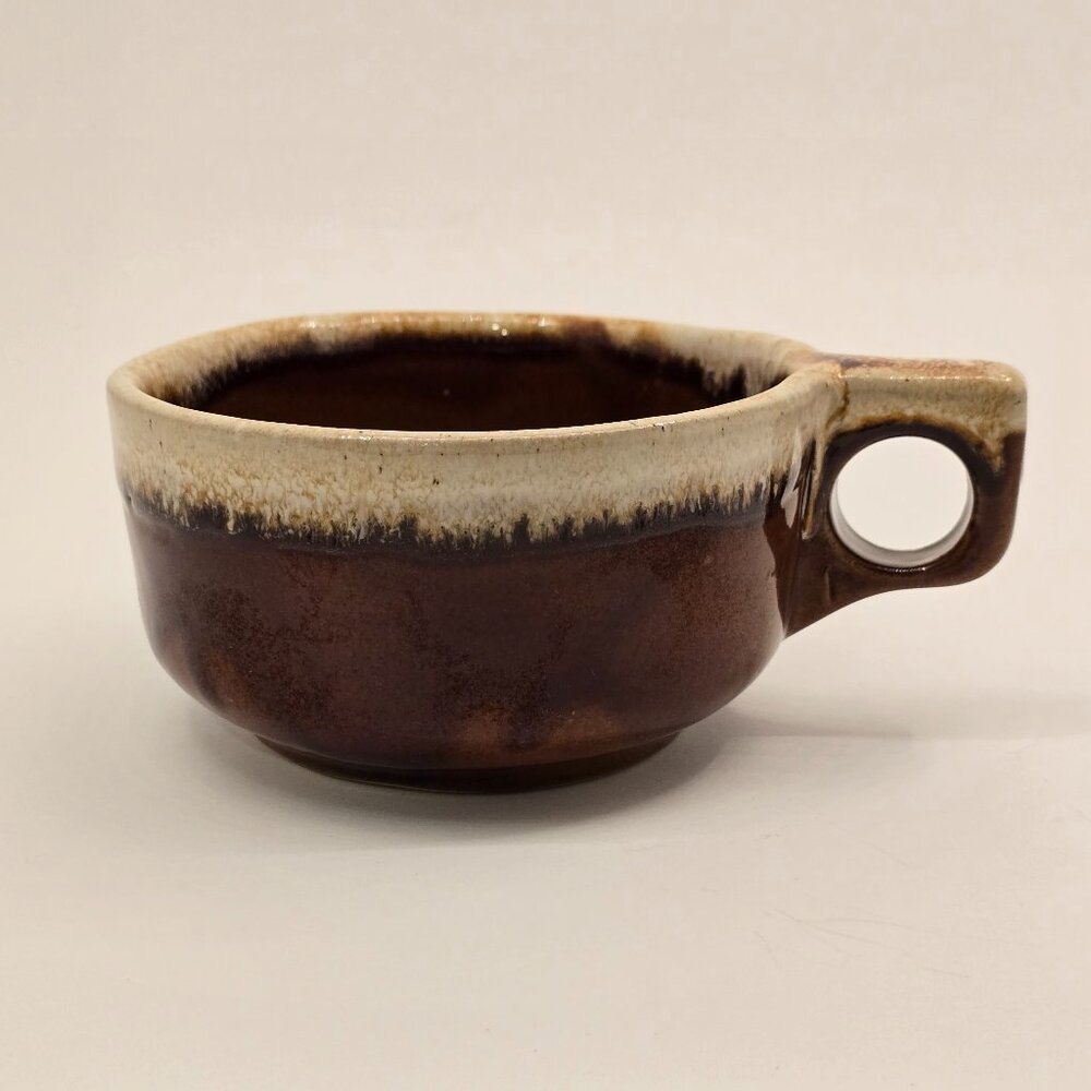 WESTERN STONEWARE Soup Mug Bowl Handle Ceramic Pottery Drip Glaze 4.5"